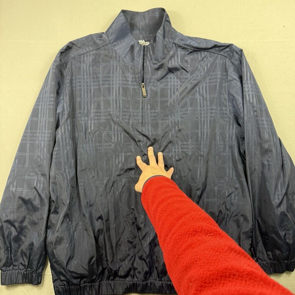 PGA Tour Windbreaker Jacket Mens X-Large Navy Blue Half Zip - Picture 1 of 8